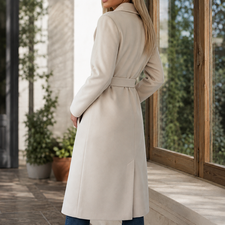 Women's Adele-Grace Belted Overcoat in Beige | Invictora.com