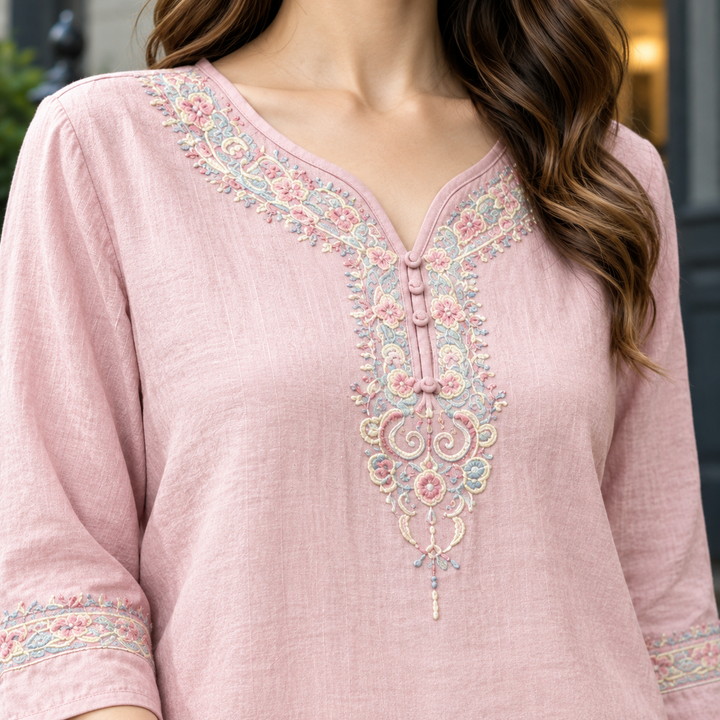 Women's Constance V Neck Blouse in Pink | Invictora.com