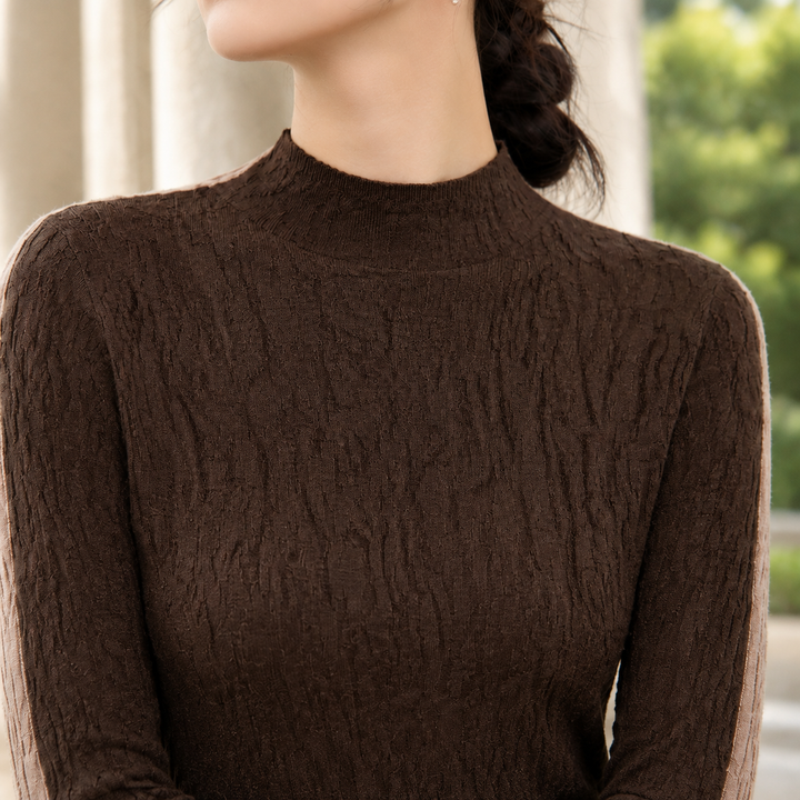 Women's Valentina-Lane Textured Sweater in Khaki Dark Brown | Invictora.com