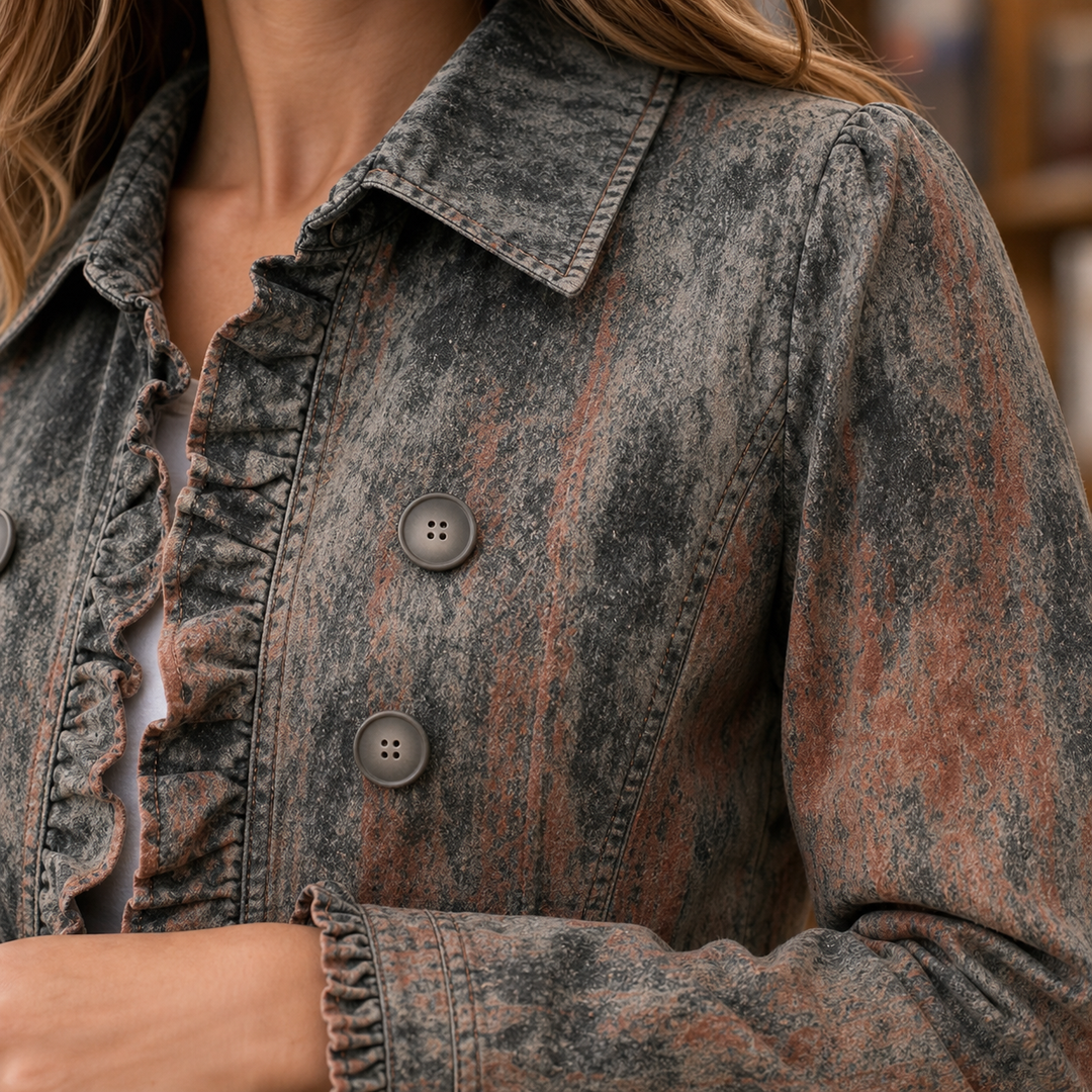 Women's Serena-Rae Vintage Jacket in Charcoal Gray And Rust | Invictora.com
