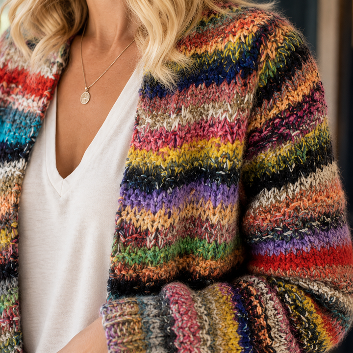 Women's Stacey Textured Cardigan in Multicolor | Invictora.com
