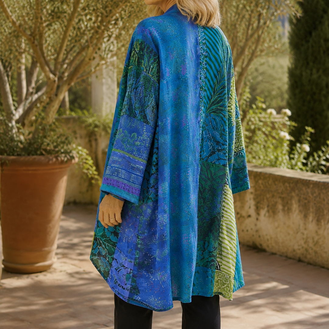 Women's Celine-Sage Patchwork Cardigan in Blue | Invictora.com