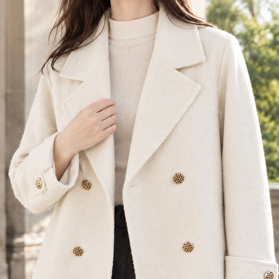 Women's Portia-Faye Double-Breasted Jacket in Cream | Invictora.com