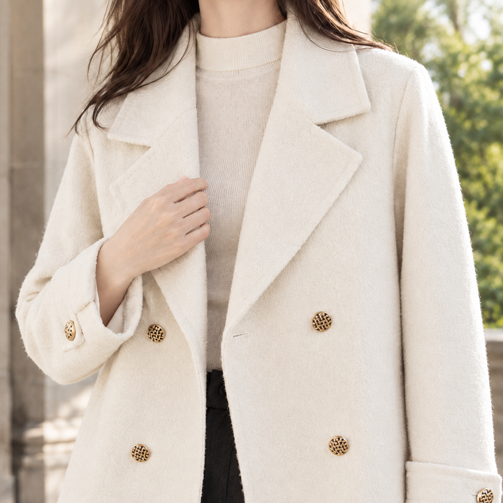 Women's Portia-Faye Double-Breasted Jacket in Cream | Invictora.com