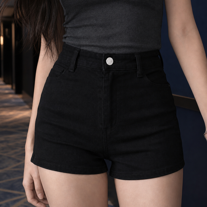 Women's Yolande High Rise Shorts in Black | Invictora.com