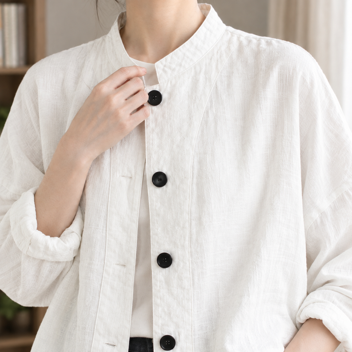 Women's Rachel Stand Collar Jacket in White | Invictora.com
