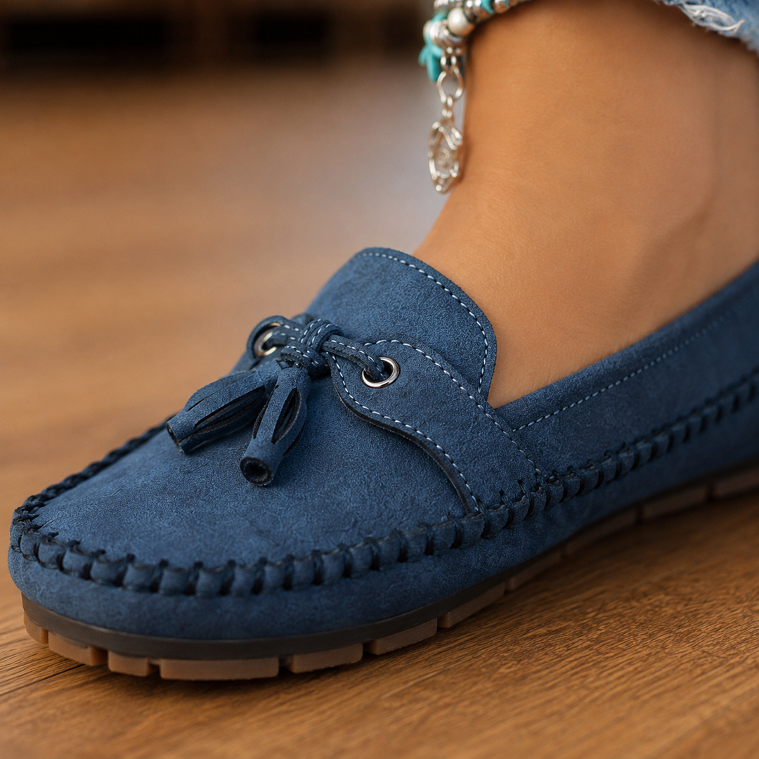 Women's Firenze Tassel Loafers in Blue | Invictora.com