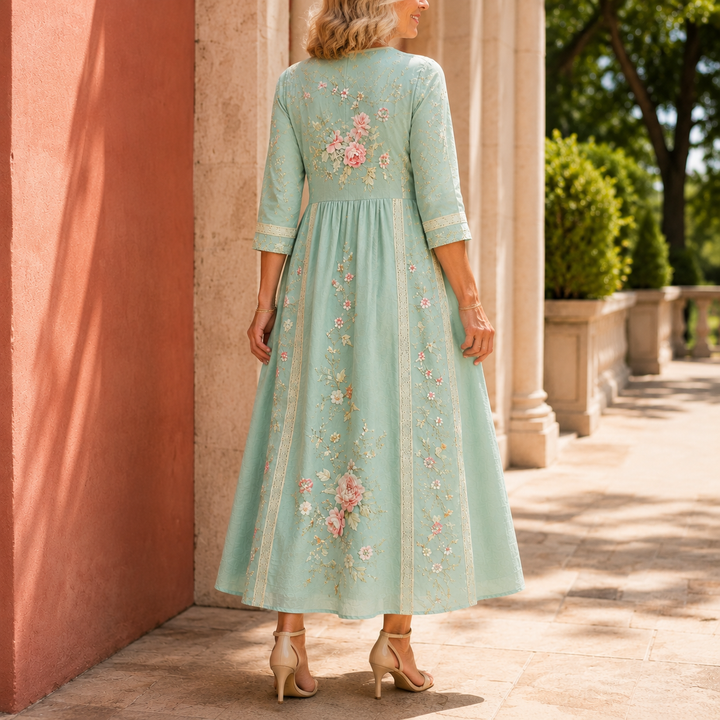 Women's Clara-Grace Floral Maxi Dress in Mint Green | Invictora.com