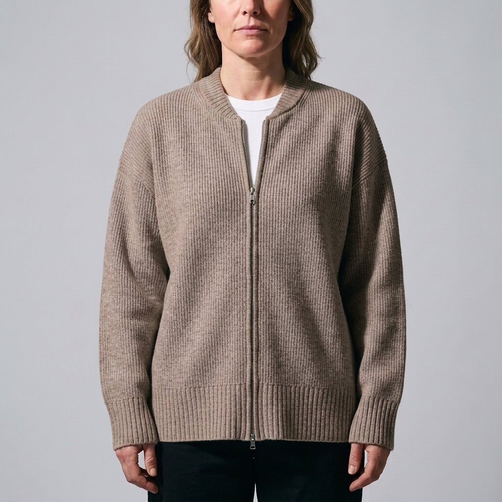Women's Fenella Zip Cardigan in Silver Gray | Invictora.com
