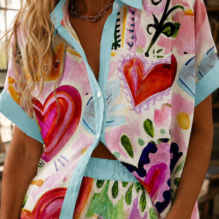 Women's Clara-June Heart Print Set in Multicolor | Invictora.com