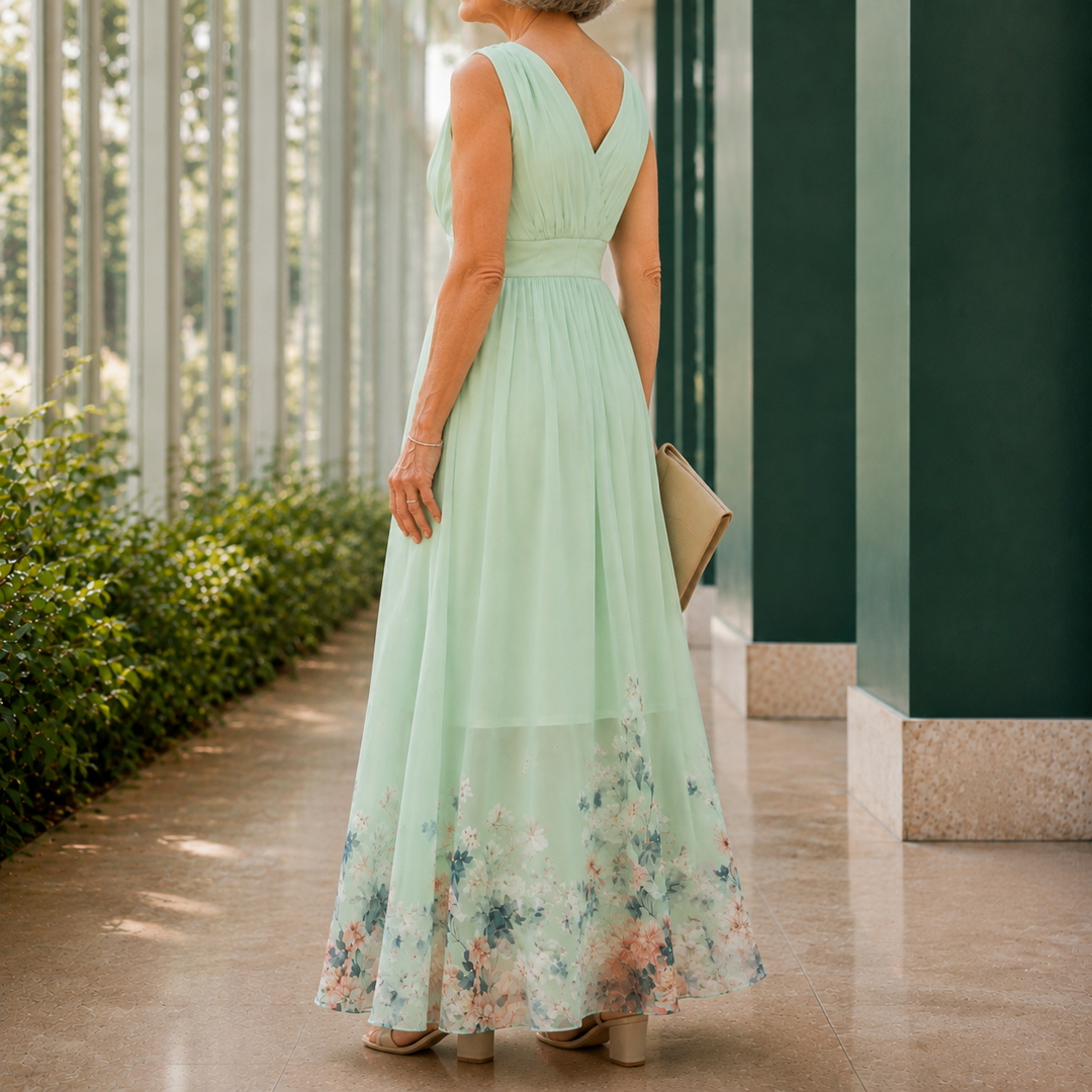 Women's Fleur-Faye Floral Maxi Dress in Light Green | Invictora.com