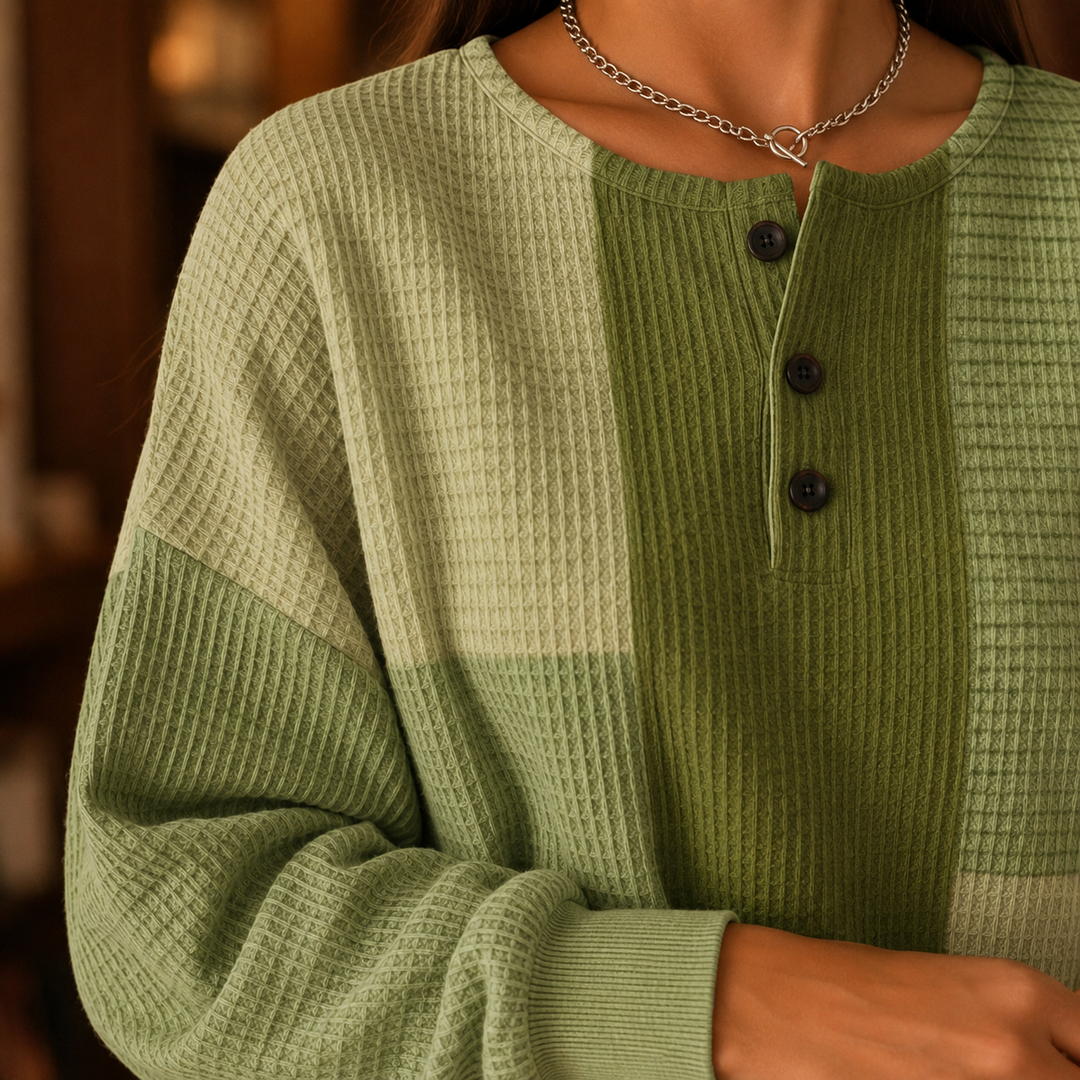 Women's Adeline-Elise Color Block Sweater in Green | Invictora.com
