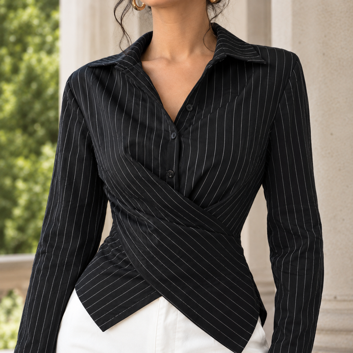 Women's Carina-Eve Wrap Shirt in Black | Invictora.com