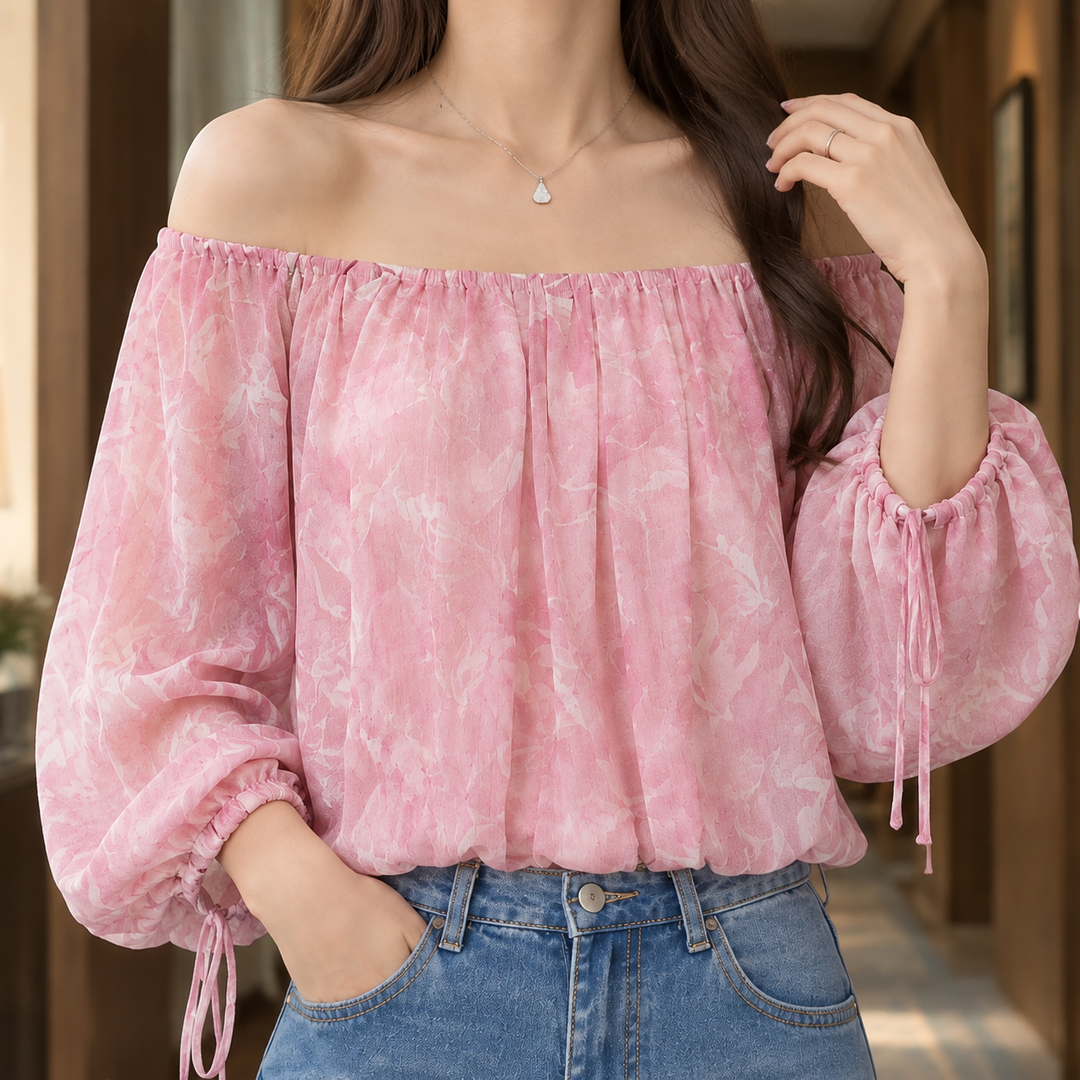 Women's Rowena-Jade Off Shoulder Top in Pink | Invictora.com