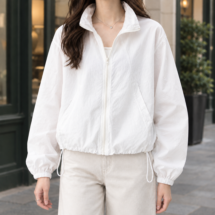 Women's Eva-Eve Relaxed Zip Jacket in White | Invictora.com