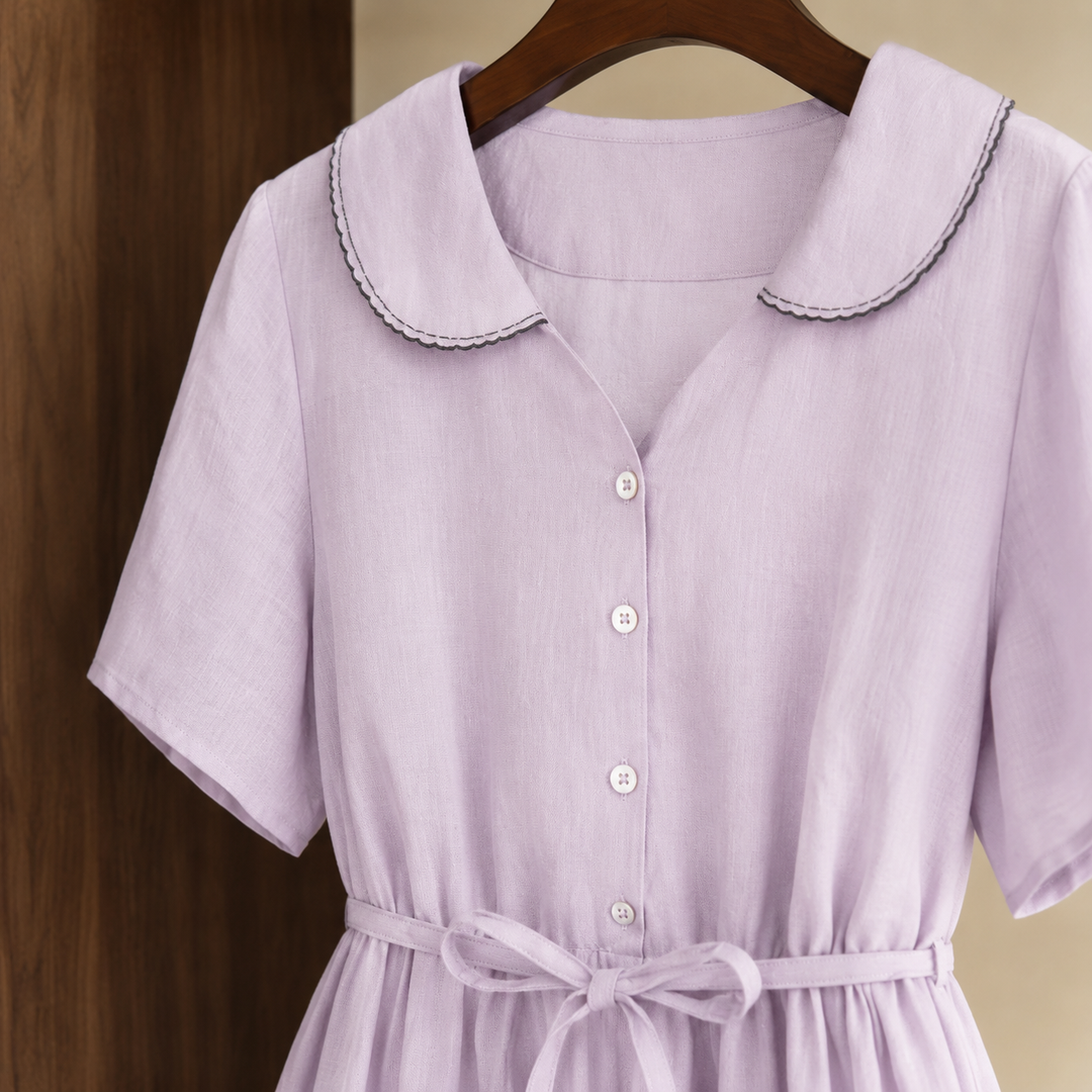 Women's Adele-Jade Belted Midi Dress in Light Purple | Invictora.com