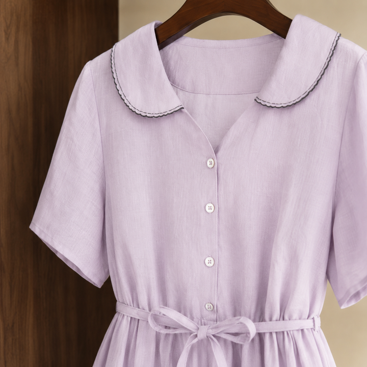 Women's Adele-Jade Belted Midi Dress in Light Purple | Invictora.com