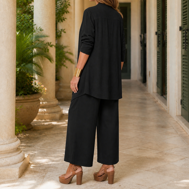 Women's Sofia-Pearl Draped Set in Black | Invictora.com