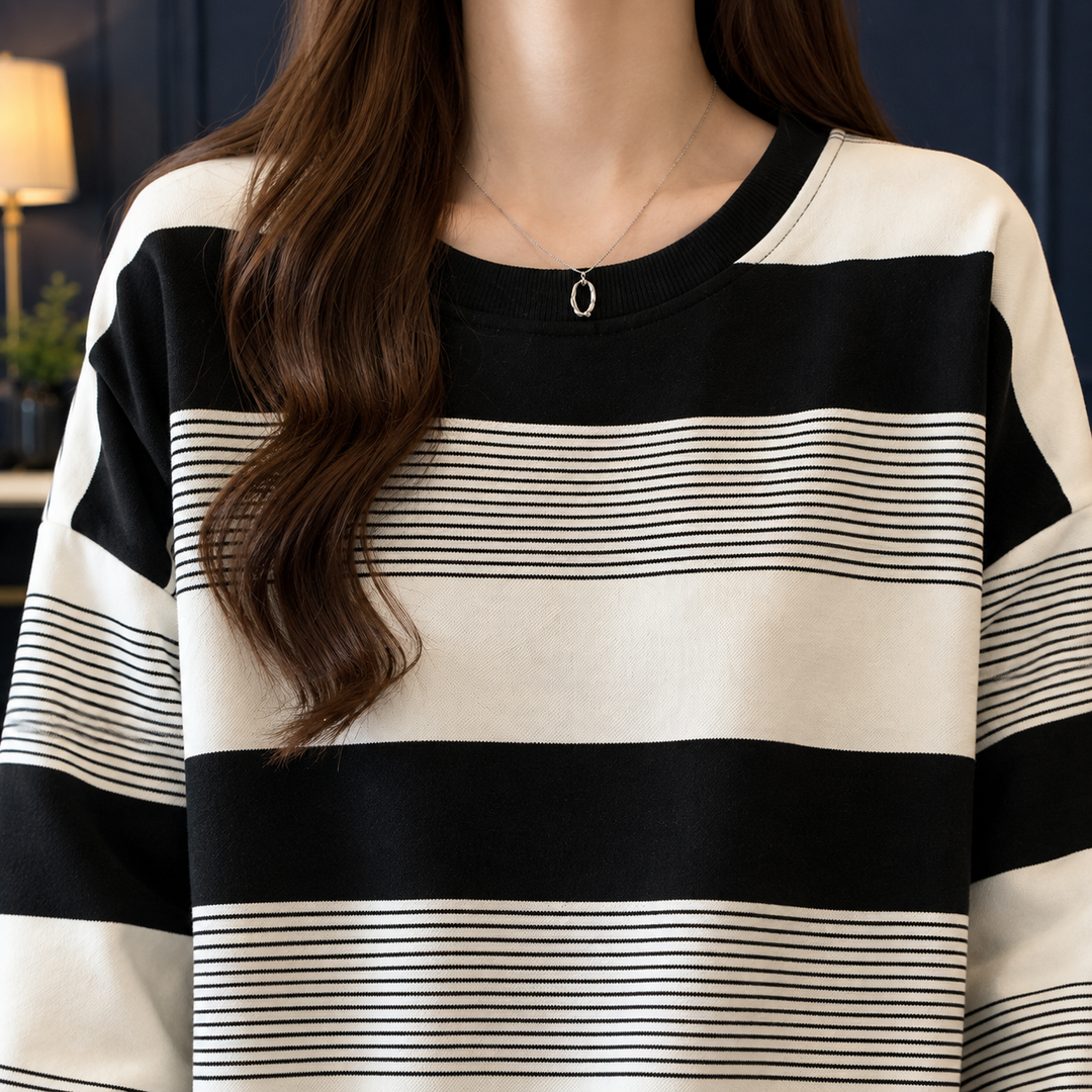 Women's Cecily-Faye Striped Top in Black | Invictora.com
