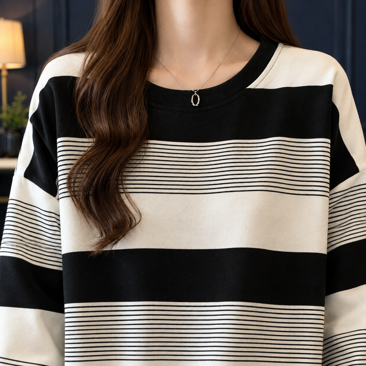 Women's Cecily-Faye Striped Top in Black | Invictora.com