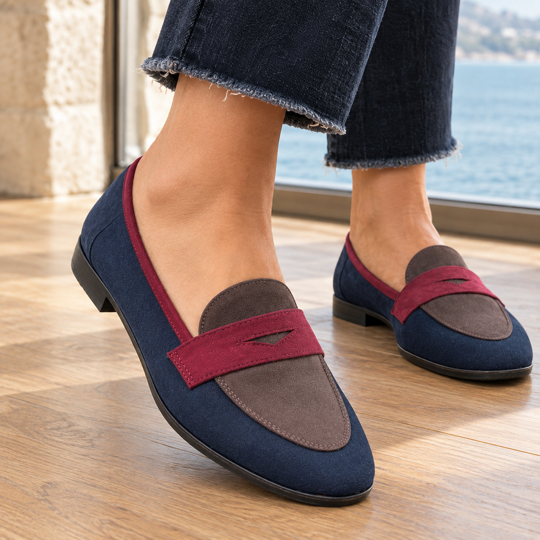 Women's Pescara-Siena Colorblock Loafers in Navy | Invictora.com