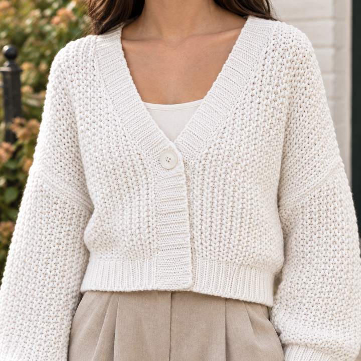 Women's Hildegarde-Mae Chunky Cardigan in White | Invictora.com