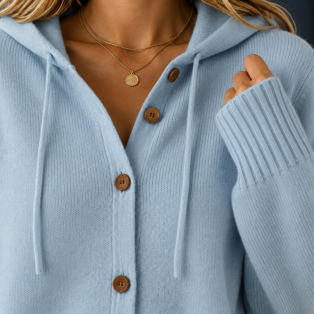 Women's Diantha Hooded Cardigan in Blue | Invictora.com