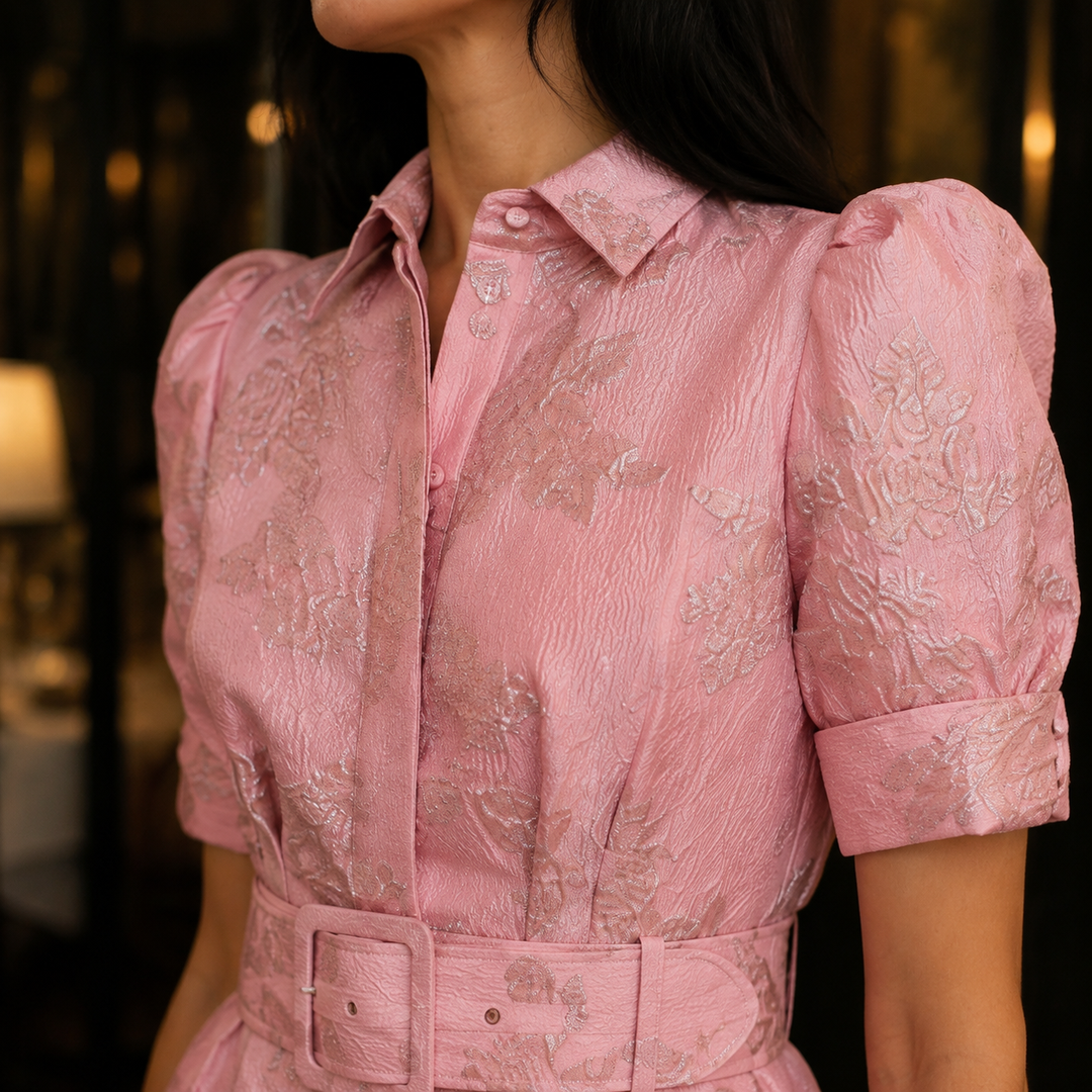 Women's Giulia-Mae Jacquard Maxi Dress in Pink | Invictora.com