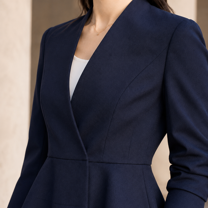 Women's Catriona Peplum Blazer in Navy Blue | Invictora.com