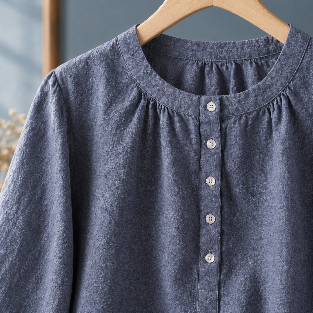 Women's Samantha Gathered Blouse in Blue | Invictora.com
