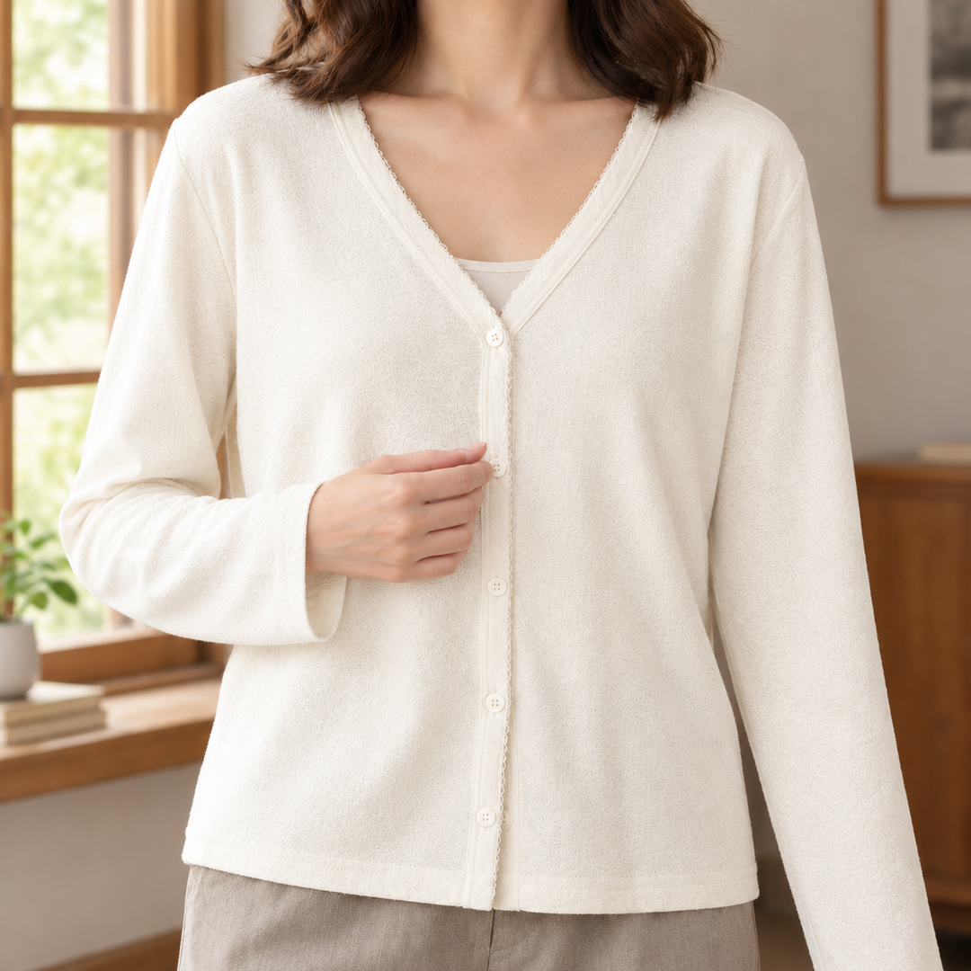 Women's Hyacinth Button Front Cardigan in Soft White | Invictora.com