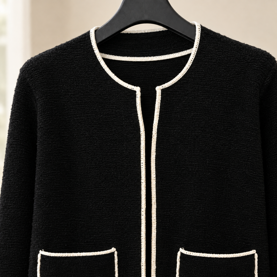 Women's Wendy Contrast Trim Cardigan in Black | Invictora.com