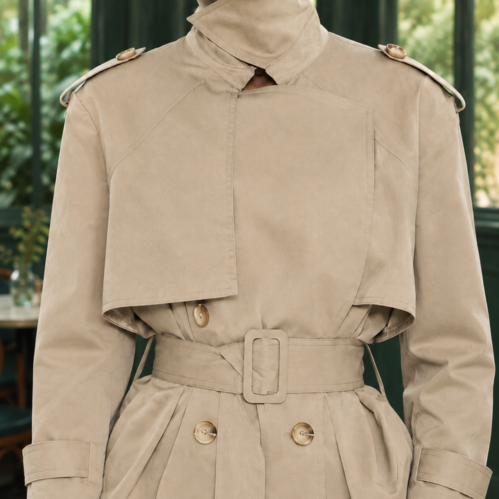 Women's Serena-Rose Belted Jacket in Khaki | Invictora.com