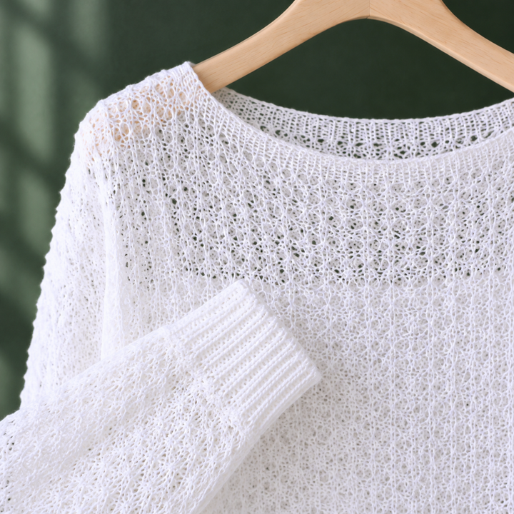 Women's Lara-Jade Openwork Sweater in White | Invictora.com
