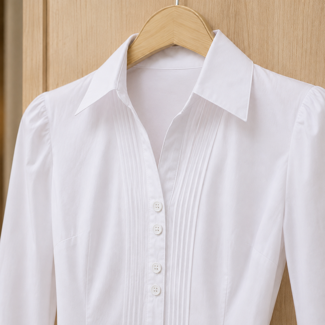 Women's Ninon Pleated Bodysuit in White Conjoined | Invictora.com