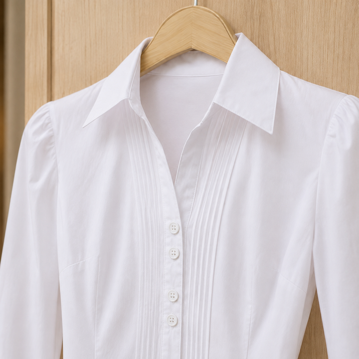 Women's Ninon Pleated Bodysuit in White Conjoined | Invictora.com