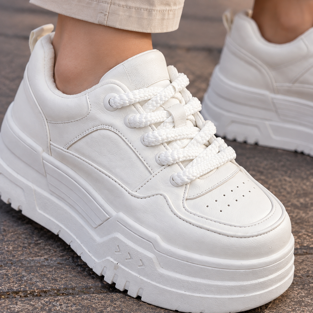 Women's Albizzi Platform Sneakers in White | Invictora.com