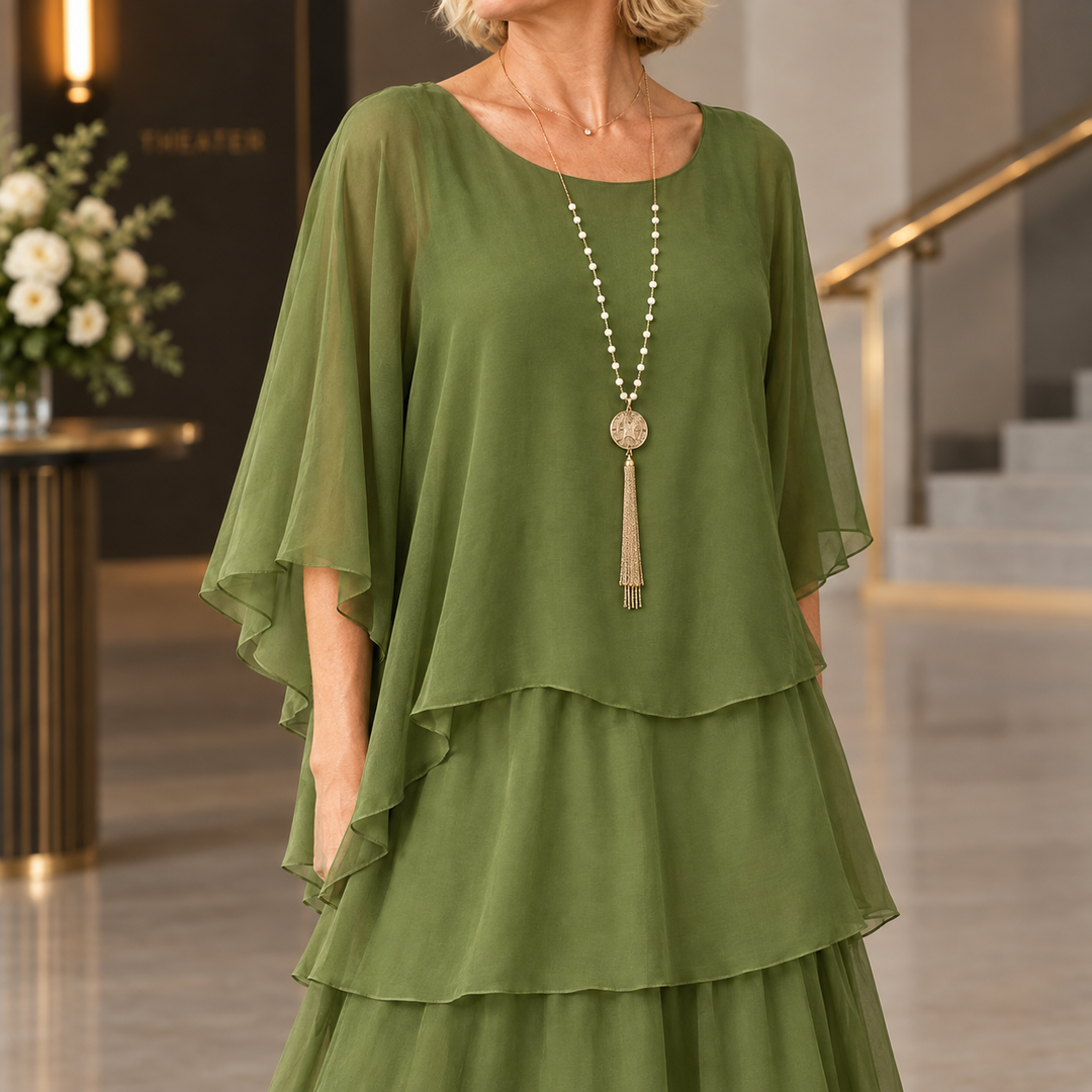 Women's Serena-Rae Layered Maxi Dress in Green | Invictora.com