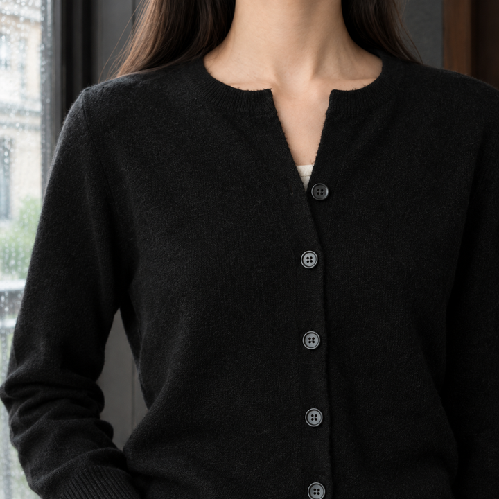 Women's Cecilia Button Front Sweater in Black | Invictora.com