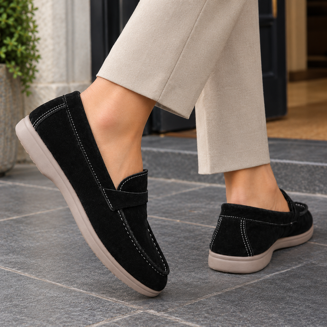 Women's Fornari-Torino Suede Loafers in Black | Invictora.com