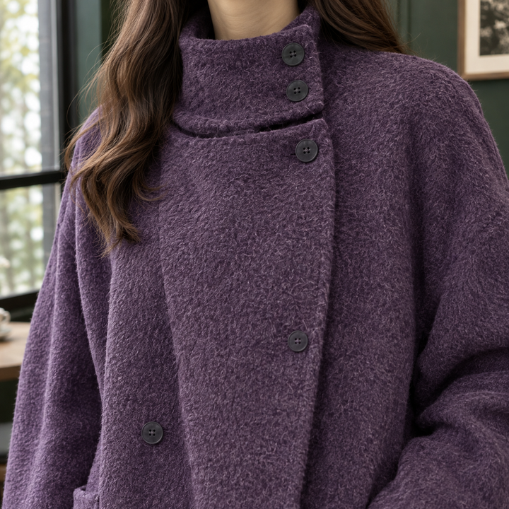Women's Katrina-Pearl Cashmere Coat in Purple | Invictora.com