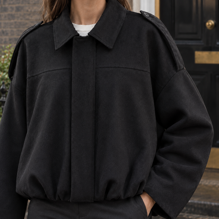 Women's Gwendolyn Suede Jacket in Black | Invictora.com