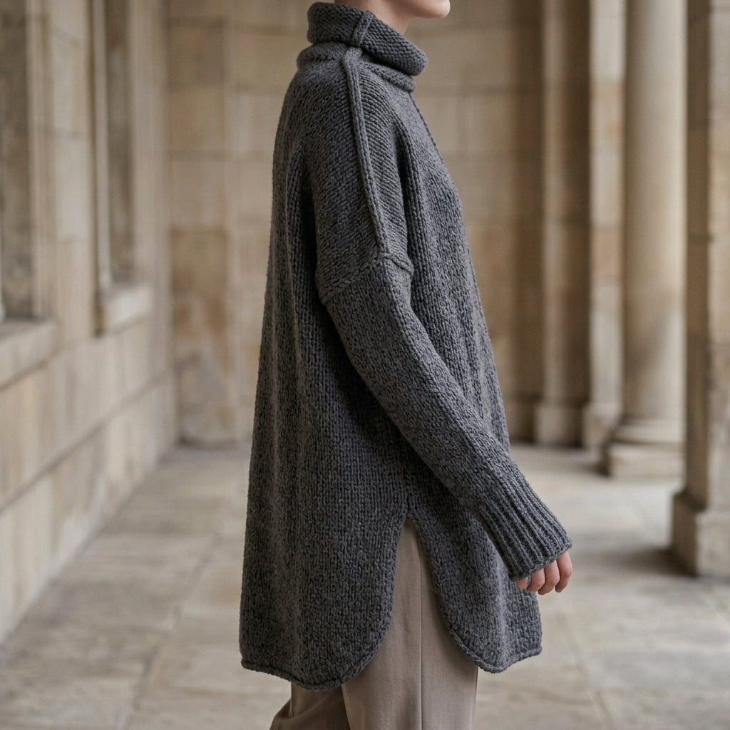 Women's Florence Stacked Collar Sweater in Dark Gray | Invictora.com