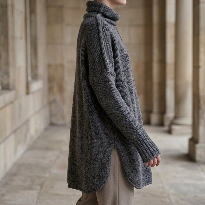 Women's Florence Stacked Collar Sweater in Dark Gray | Invictora.com
