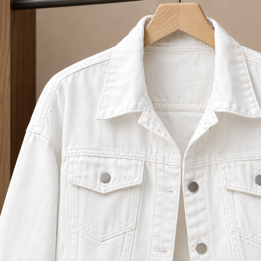 Women's Caitlin-Grace Denim Jacket in White | Invictora.com