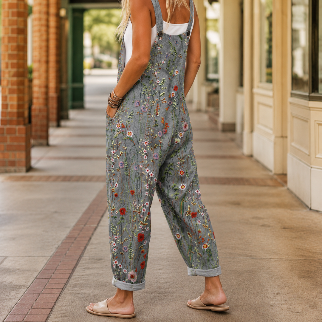 Women's Edith-Pearl Floral Jumpsuit in Gray Floral | Invictora.com
