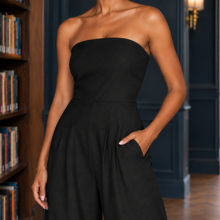 Women's Celandine Strapless Jumpsuit in Black | Invictora.com