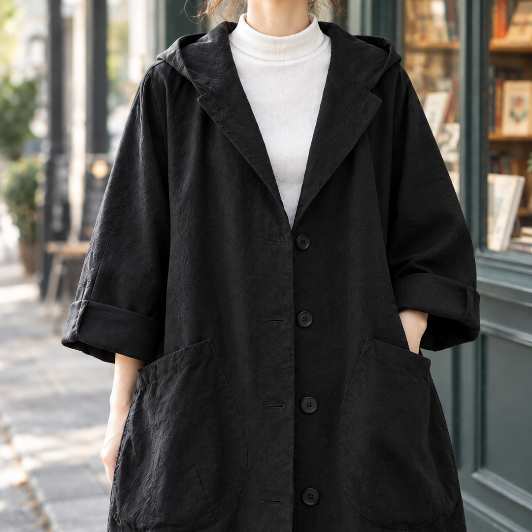 Women's Fenella-Mae Hooded Coat in Black | Invictora.com