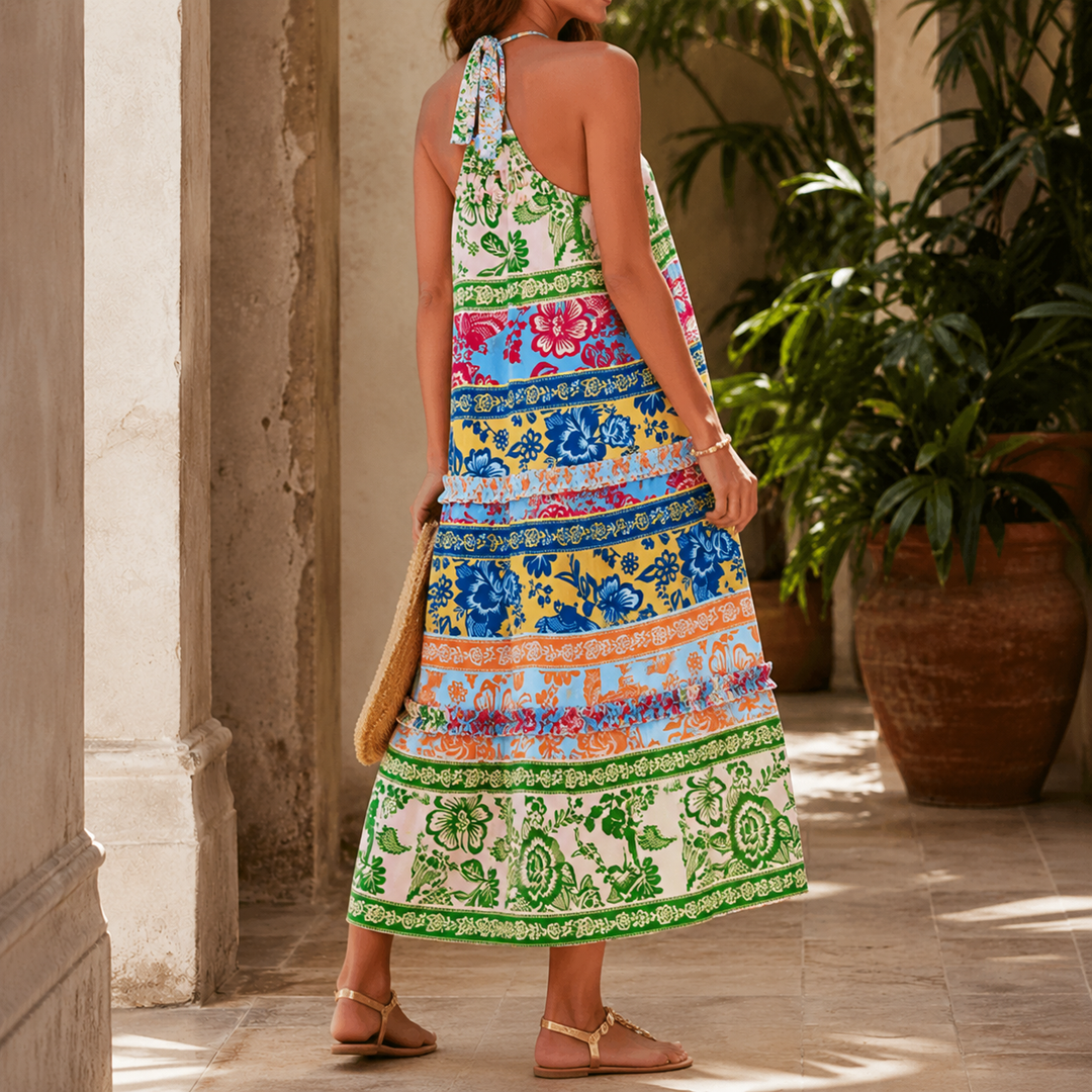 Women's Sonia Tiered Maxi Dress in Green | Invictora.com