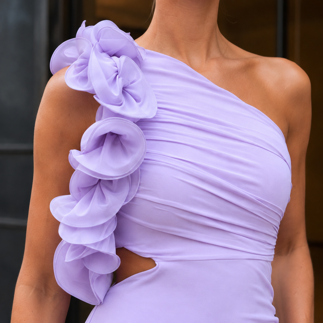 Women's Harriet-Louise One-Shoulder Dress in Light Purple | Invictora.com